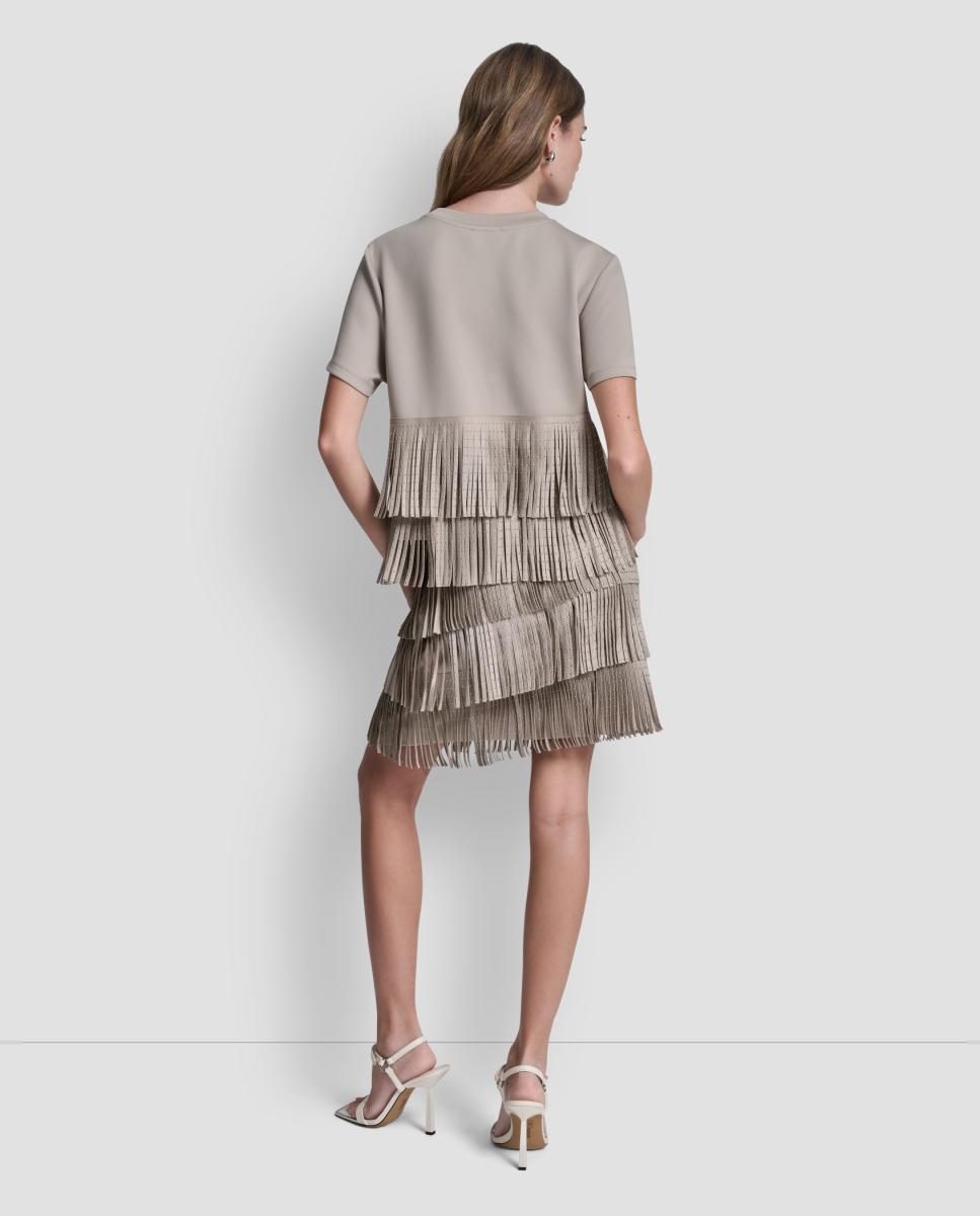 Blusa com Detalhe de Franjas Pequenas Taupe-2