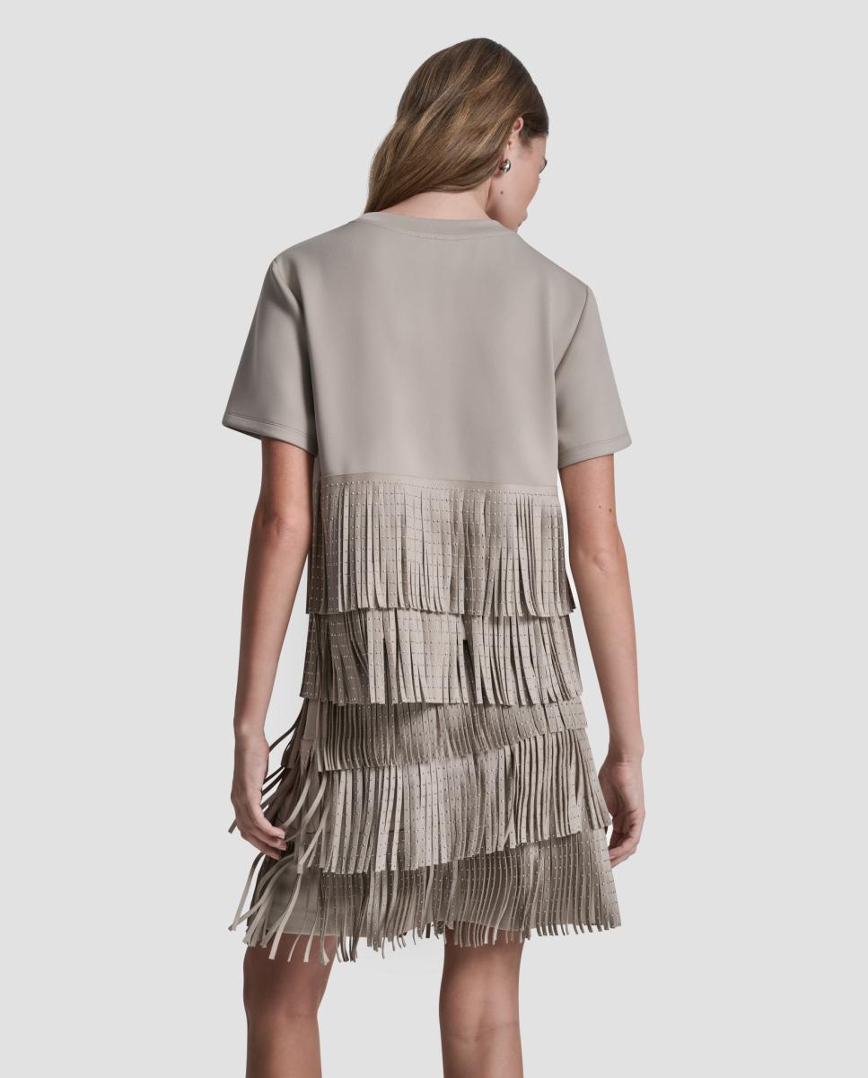 Blusa com Detalhe de Franjas Pequenas Taupe-3
