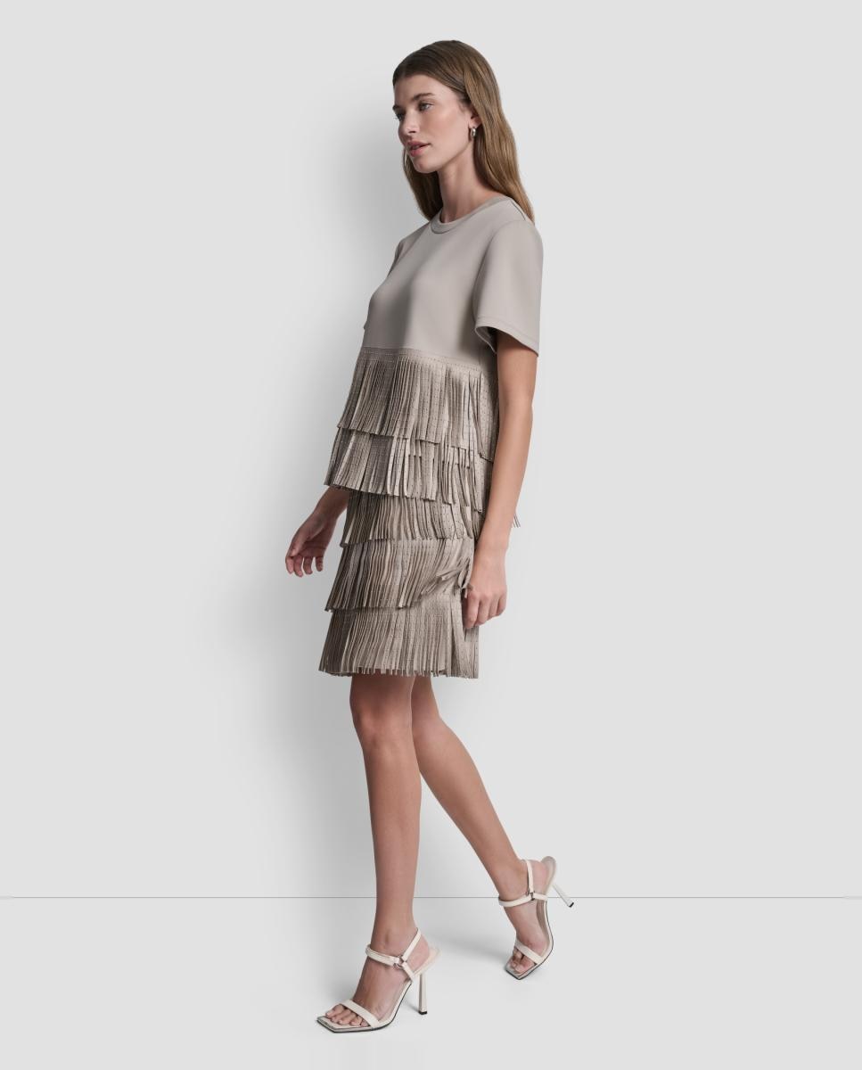 Blusa com Detalhe de Franjas Pequenas Taupe-5