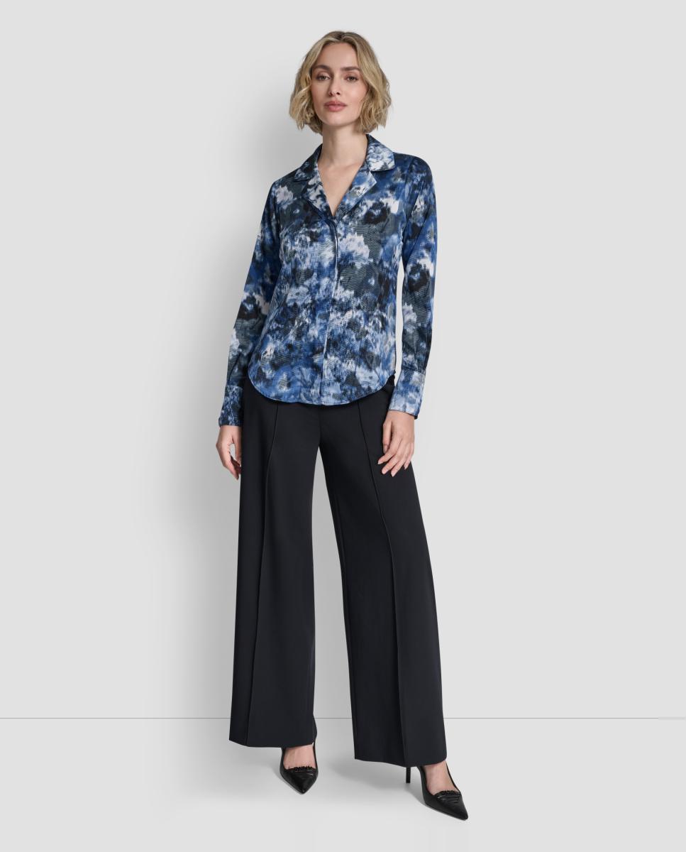 Blusa com Estampado Abstrato Azul-2