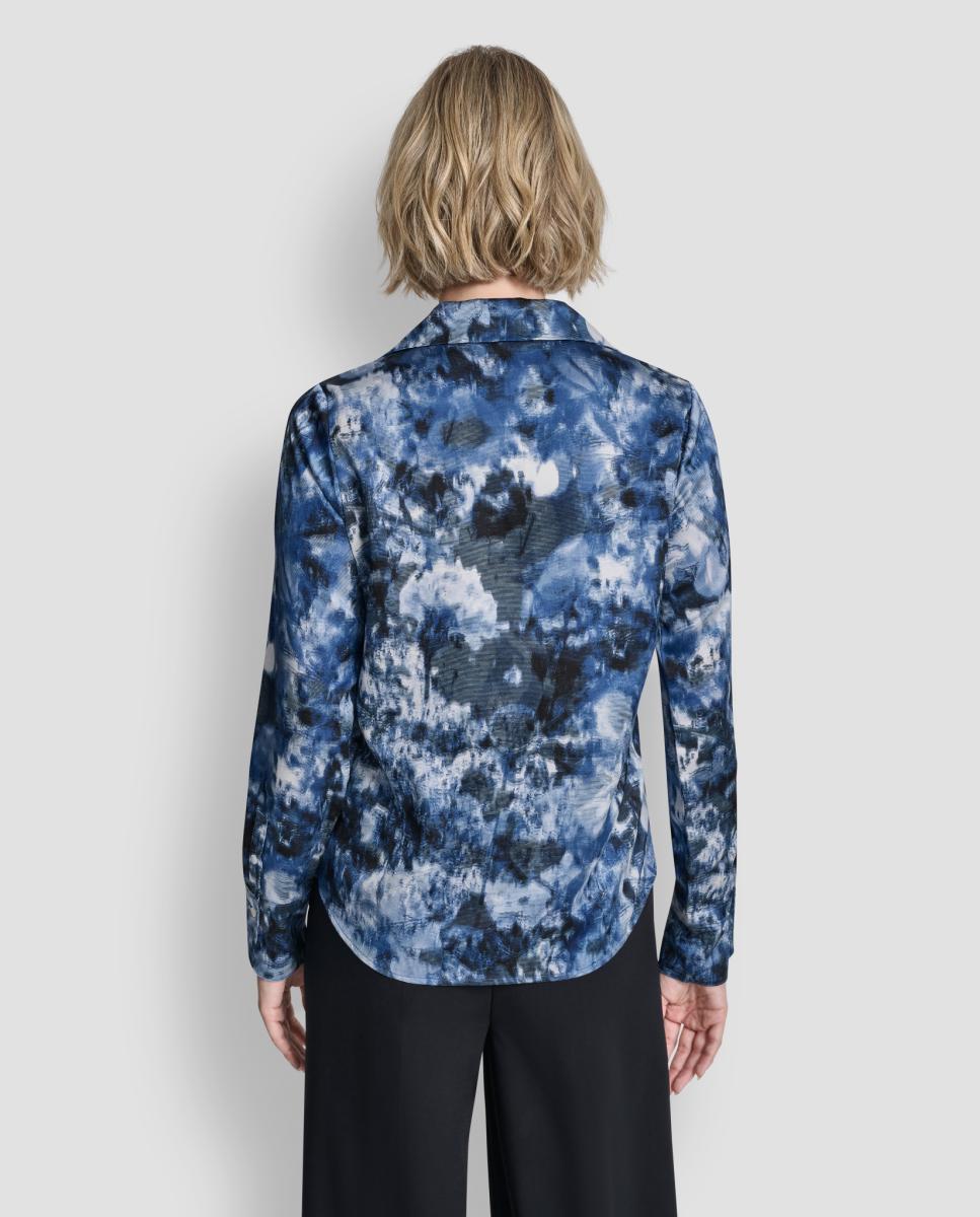 Blusa com Estampado Abstrato Azul-4