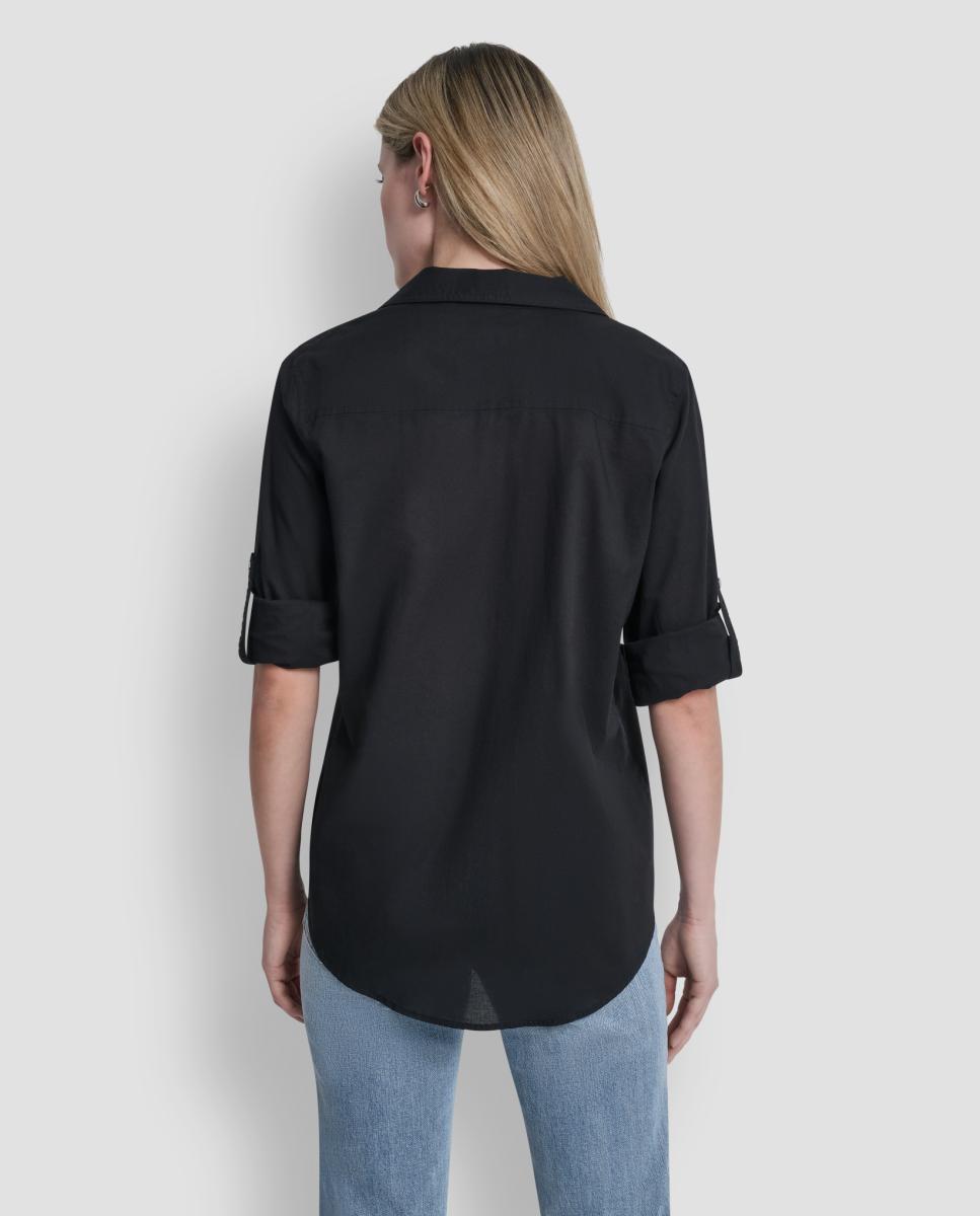 Camisa com Bolsos Laterais Preto-3