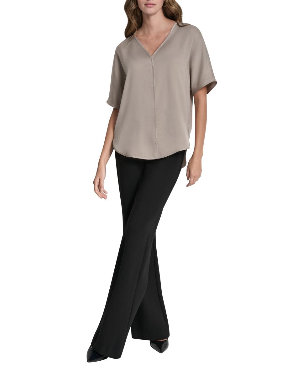 Blusa Fluida Acetinada Taupe-2