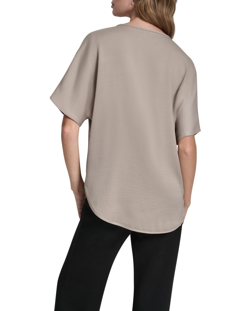 Blusa Fluida Acetinada Taupe-4