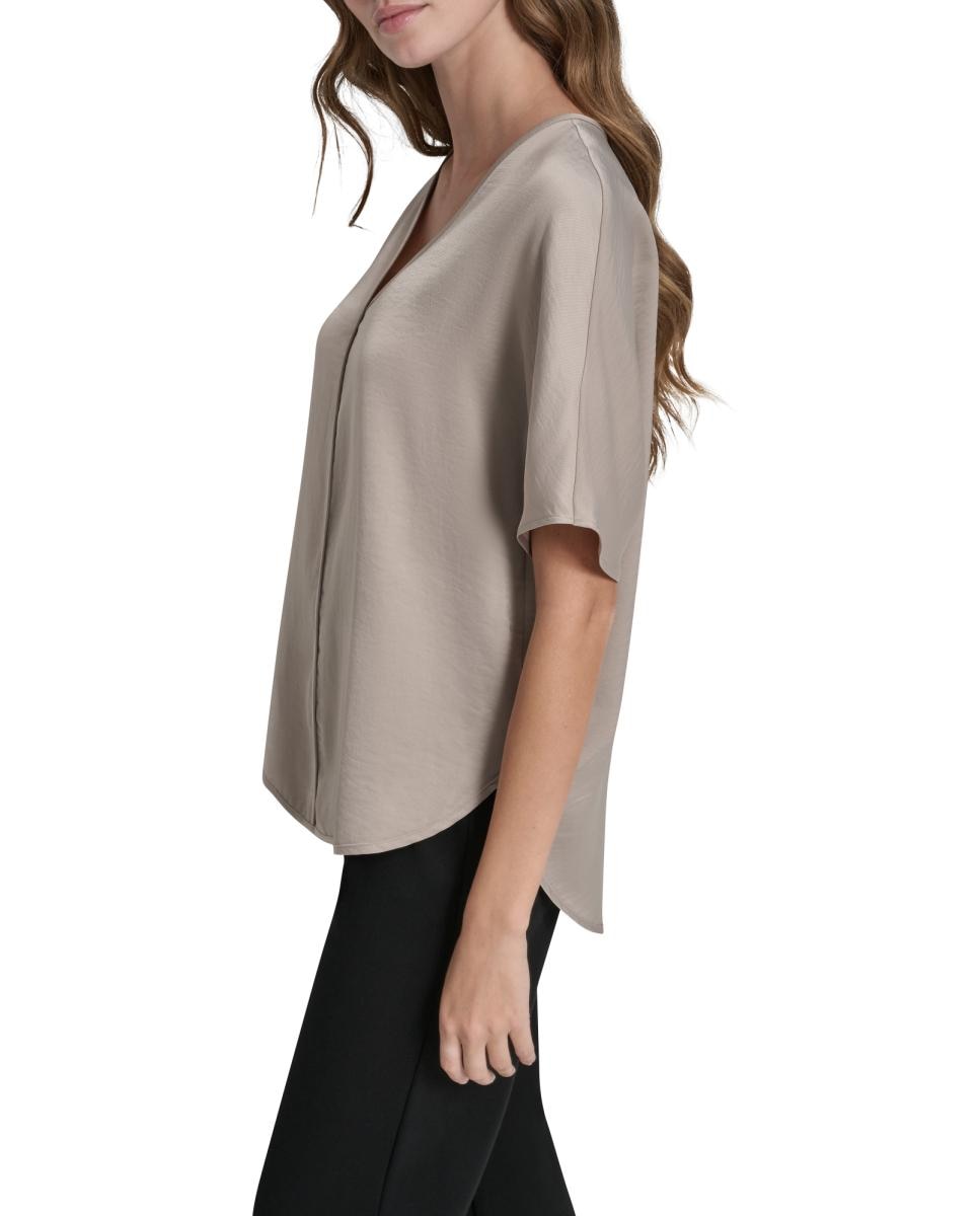 Blusa Fluida Acetinada Taupe-5