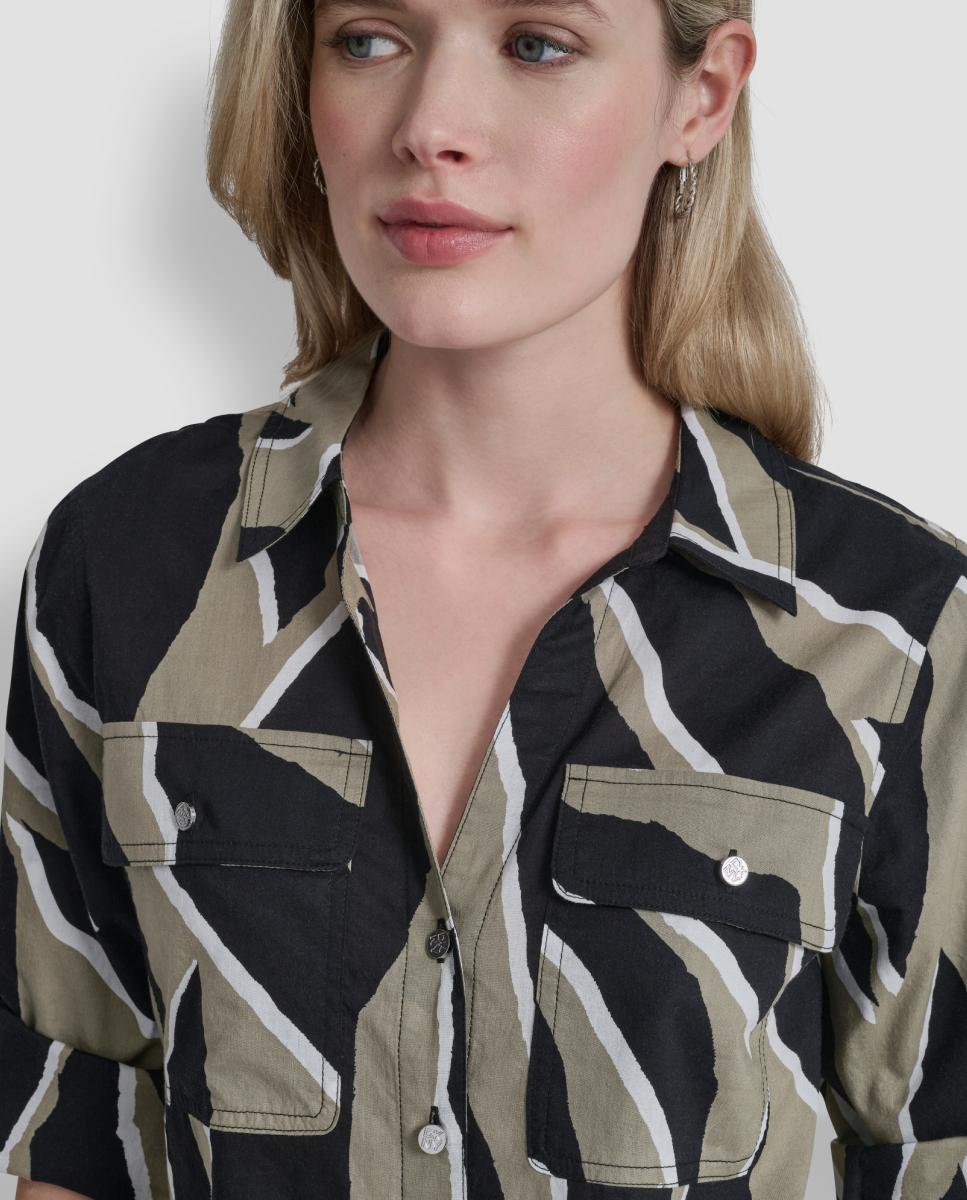 Camisa com Estampado Abstrato Multicolor-3
