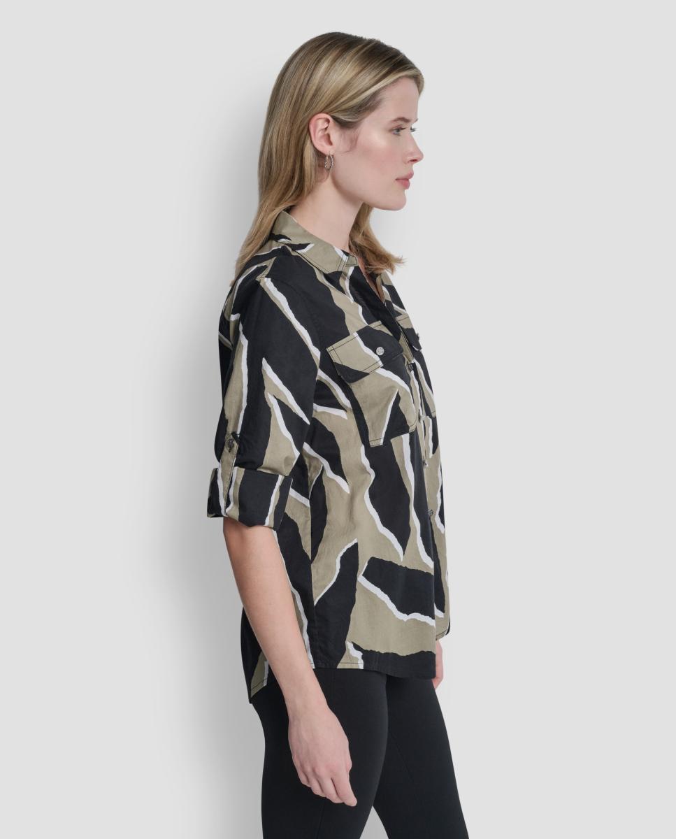 Camisa com Estampado Abstrato Multicolor-5