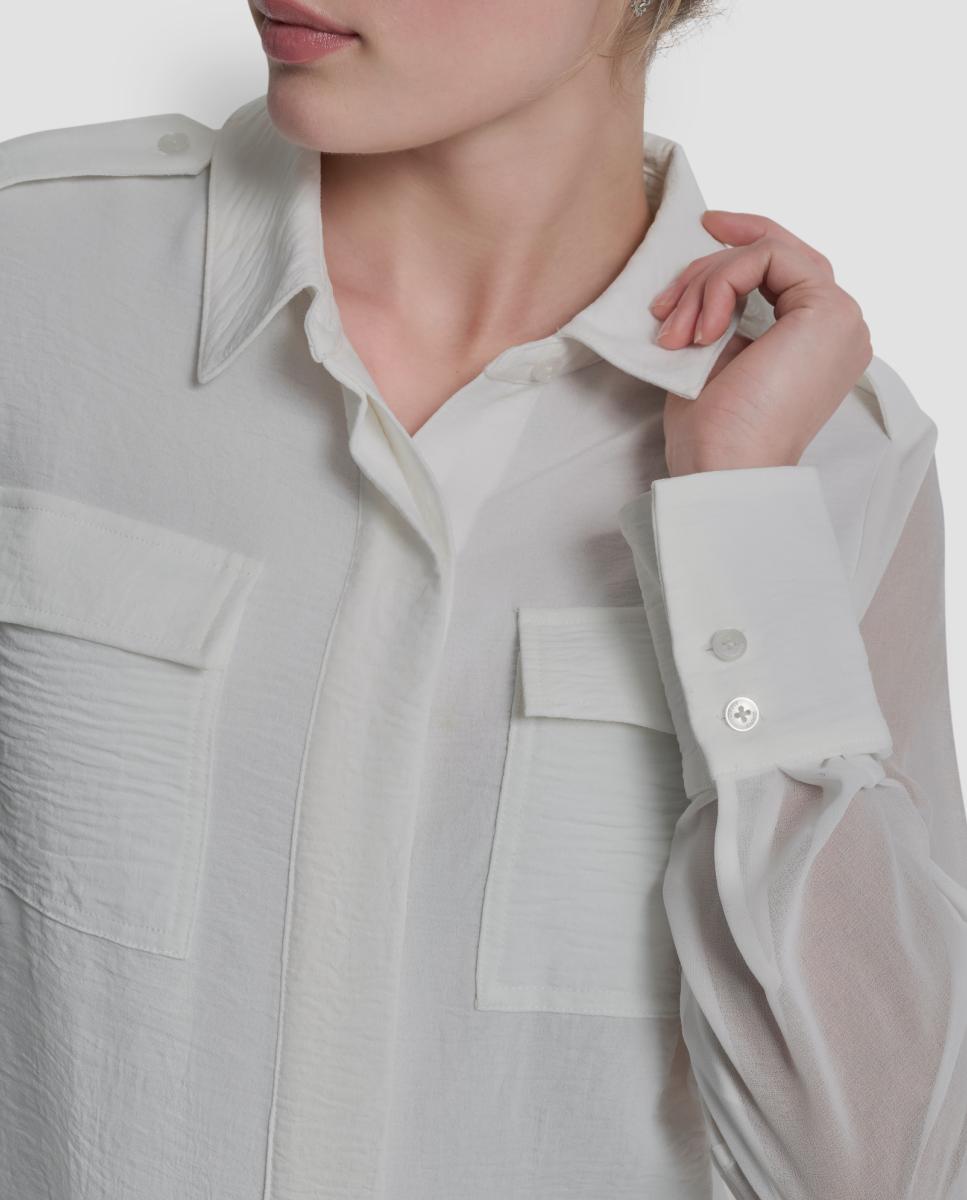 Blusa de mulher com manga comprida Creme-2