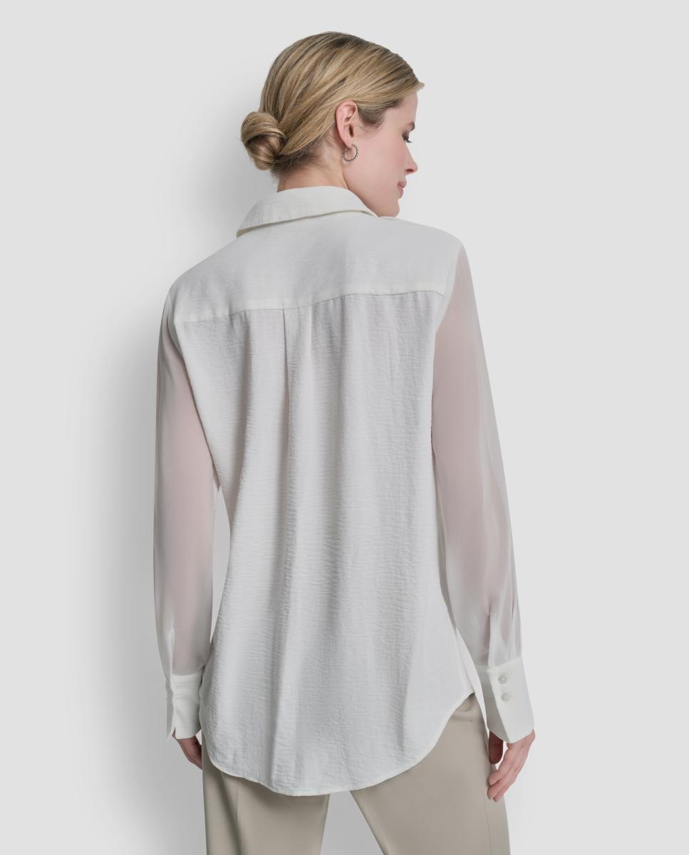 Blusa de mulher com manga comprida Creme-3