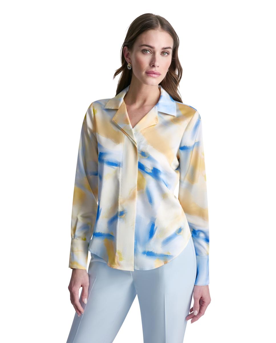 Imagem 0 de Blusa Acetinada com Estampado Abstrato