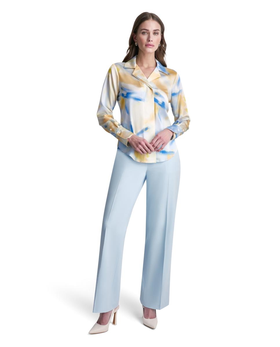 Blusa Acetinada com Estampado Abstrato Multicolor-2