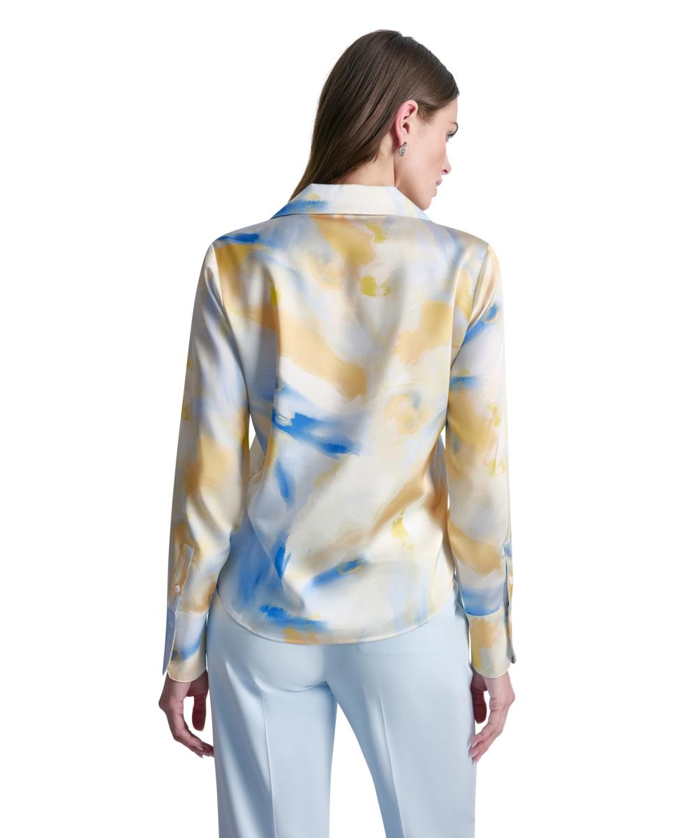 Blusa Acetinada com Estampado Abstrato Multicolor-4