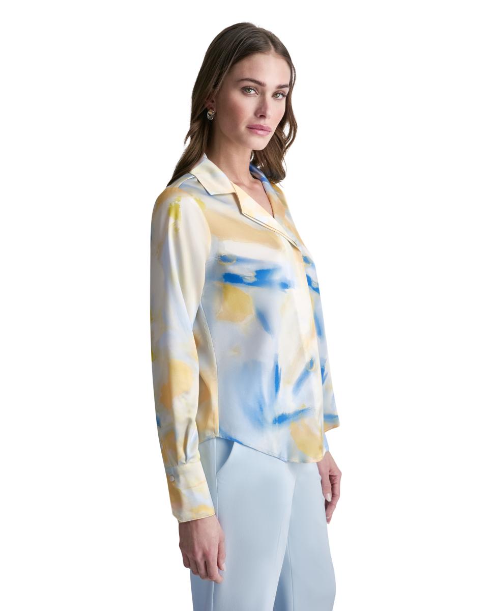 Blusa Acetinada com Estampado Abstrato Multicolor-5