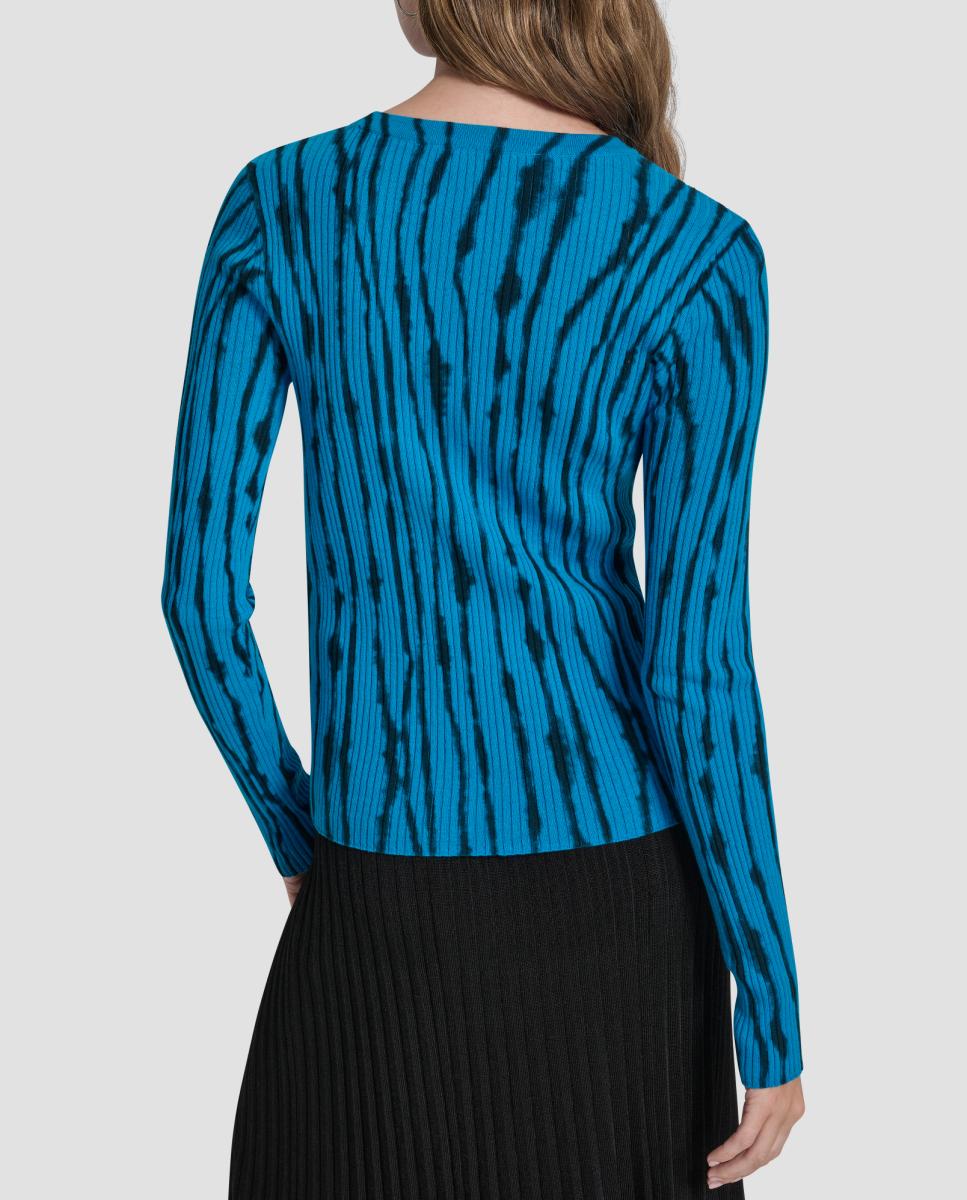 Top Canelado com Estampado Abstrato Azul-5