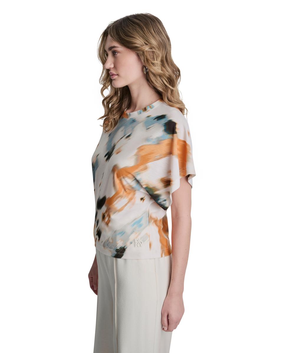 Blusa de Manga 3/4 e Decote Redondo Multicolor-2
