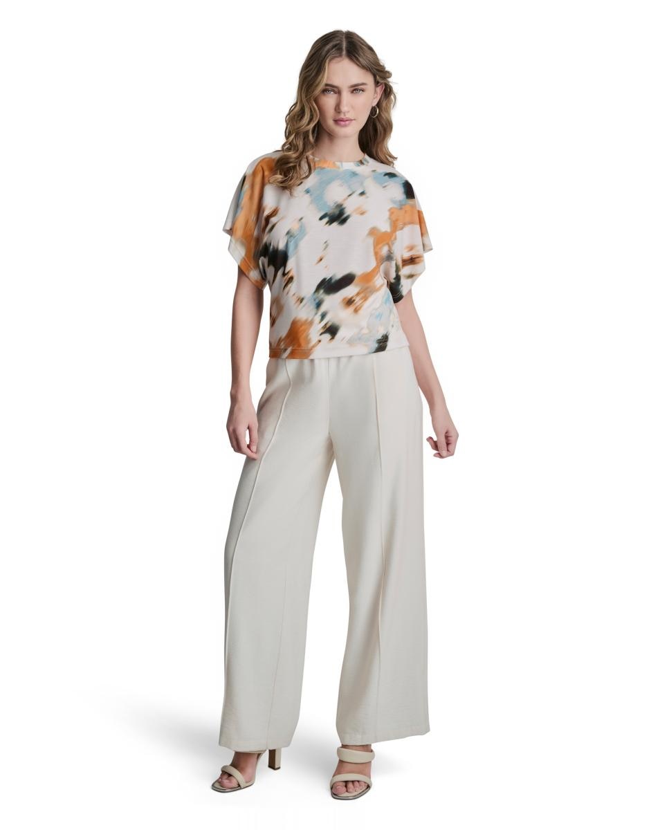 Blusa de Manga 3/4 e Decote Redondo Multicolor-3
