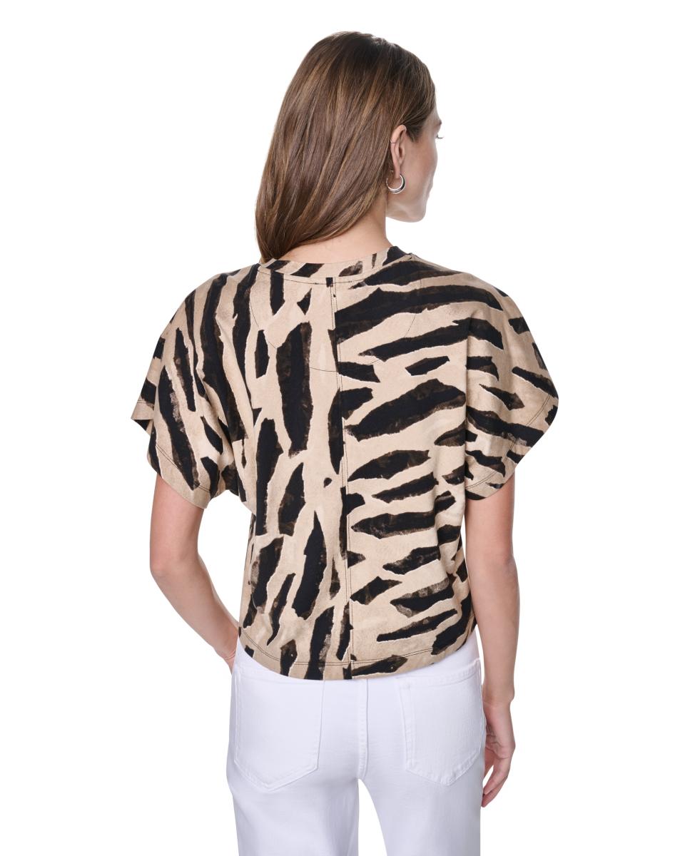 Blusa de Manga 3/4 e Decote Redondo Multicolor-4