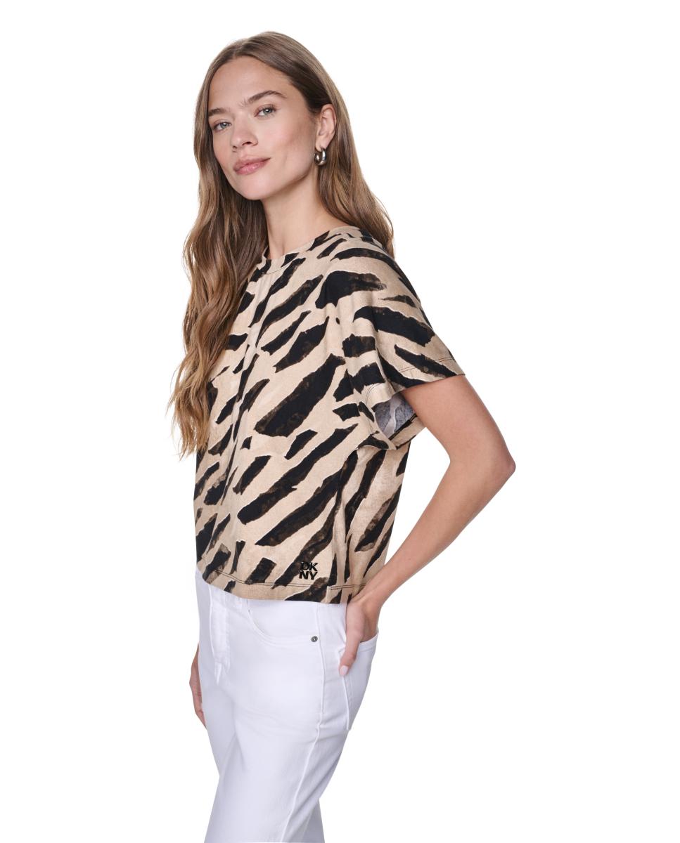 Blusa de Manga 3/4 e Decote Redondo Multicolor-5