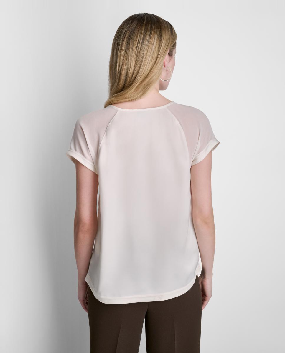 Blusa Fluida com Manga Curta Cru-4