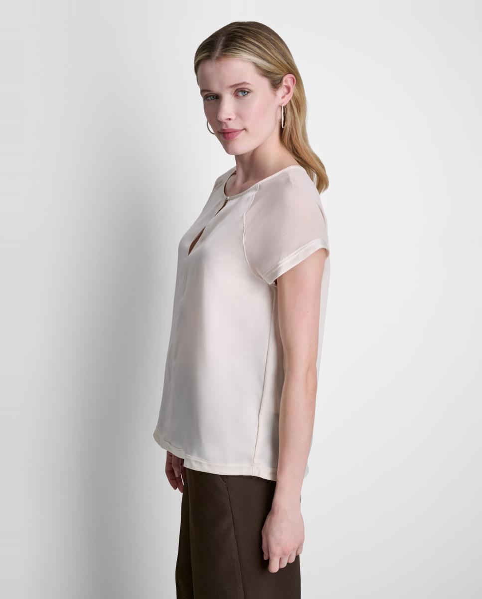Blusa Fluida com Manga Curta Cru-5