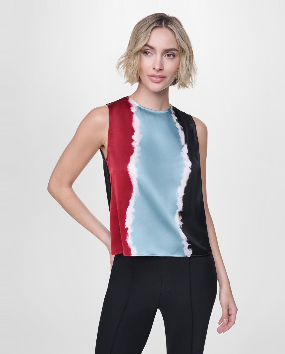 DKNY - Blusa de mujer sin mangas con cuello redondo.