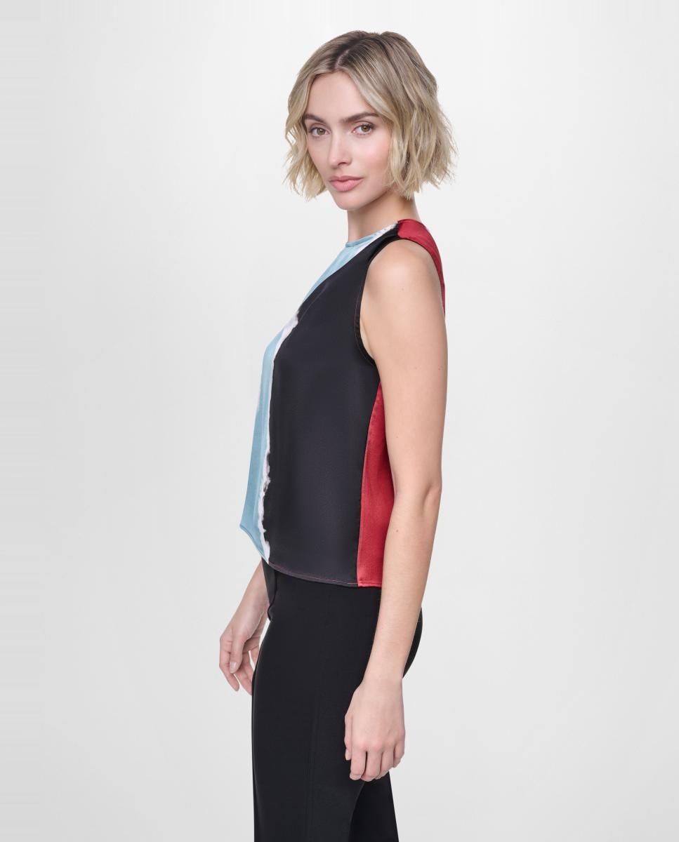 Blusa sem mangas e com decote redondo Multicolor-4
