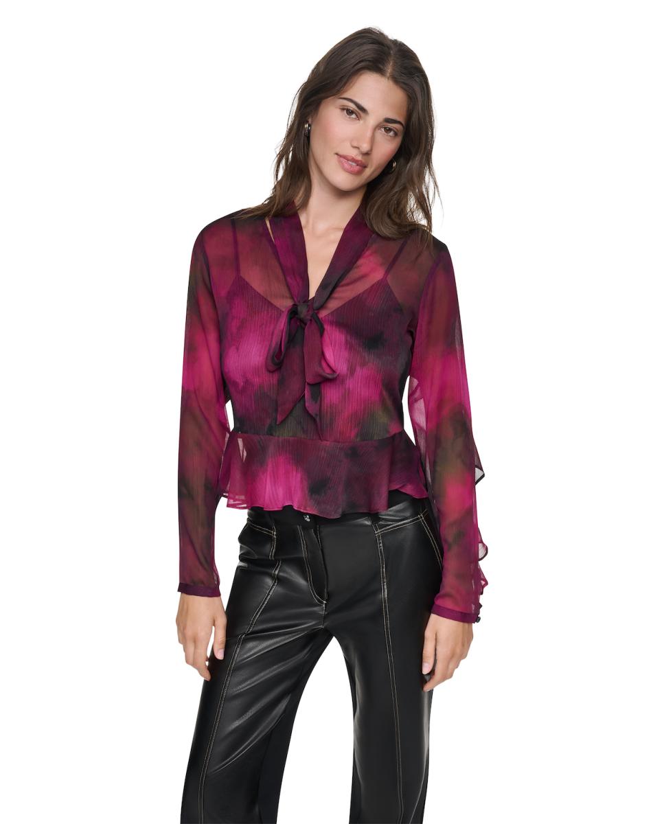 Blusa de mujer fluida de manga larga - DKNY - Multicolor Multicolor-1