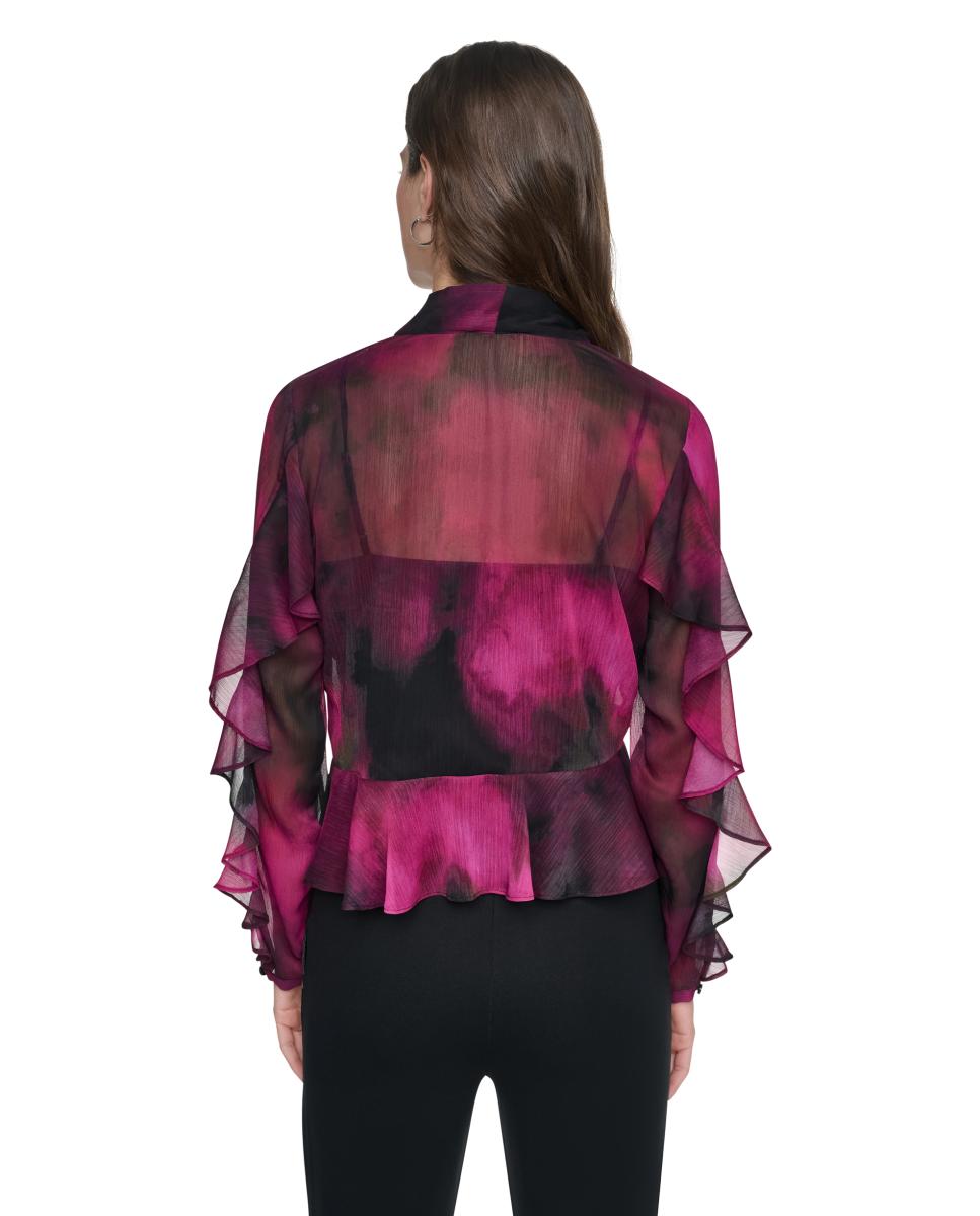Blusa de mujer fluida de manga larga - DKNY - Multicolor Multicolor-3