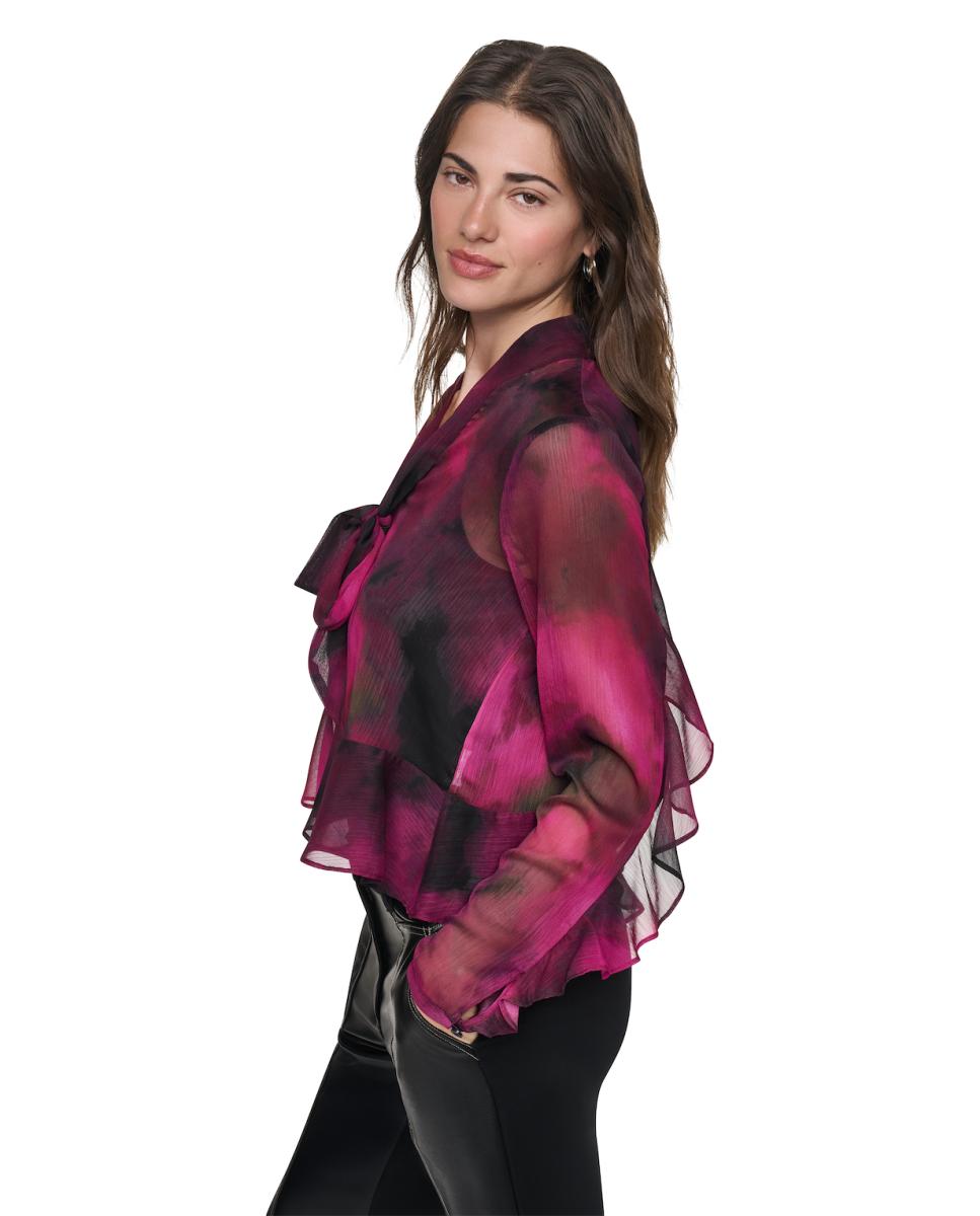 Blusa de mujer fluida de manga larga - DKNY - Multicolor Multicolor-4