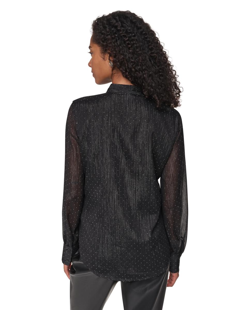 Blusa de Manga Comprida com Laço Preto-5