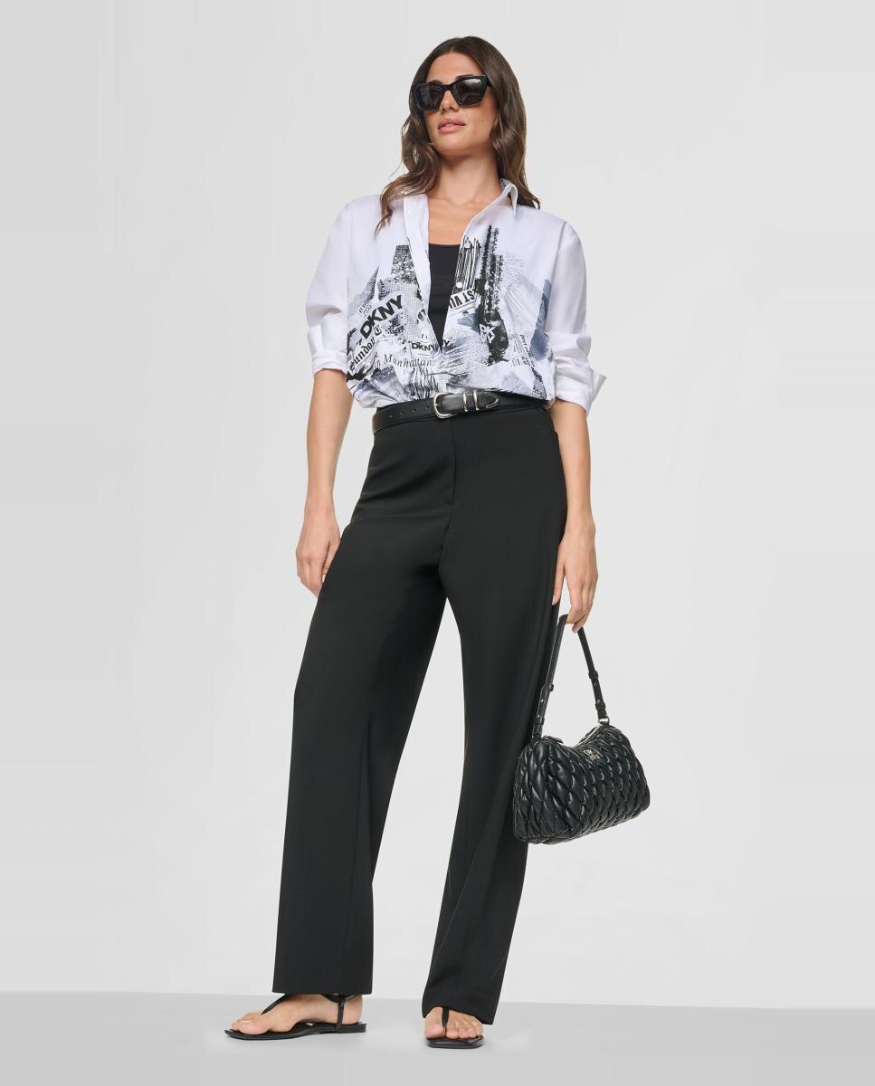 Camisa de mujer de manga larga e ilustración - DKNY - Blanco Blanco-3