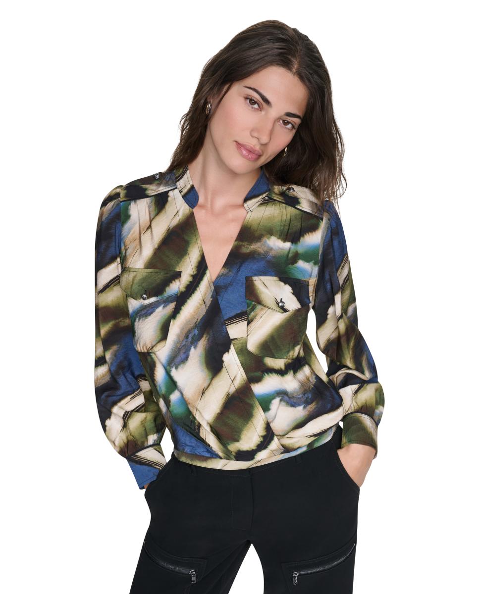 Camisa de mujer de manga larga satinada - DKNY - Multicolor Multicolor-1
