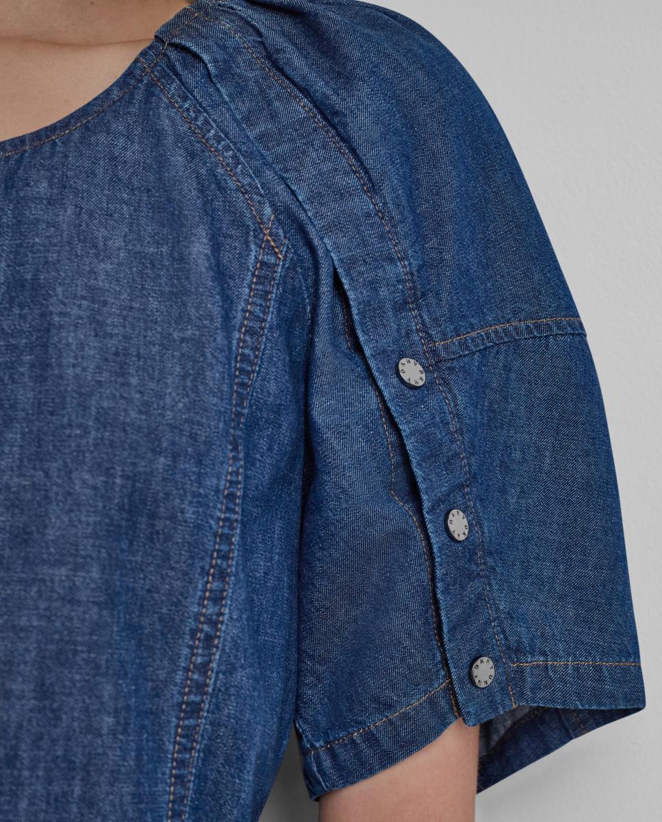 Blusa Tipo Ganga com Manga em Balão Azul-3