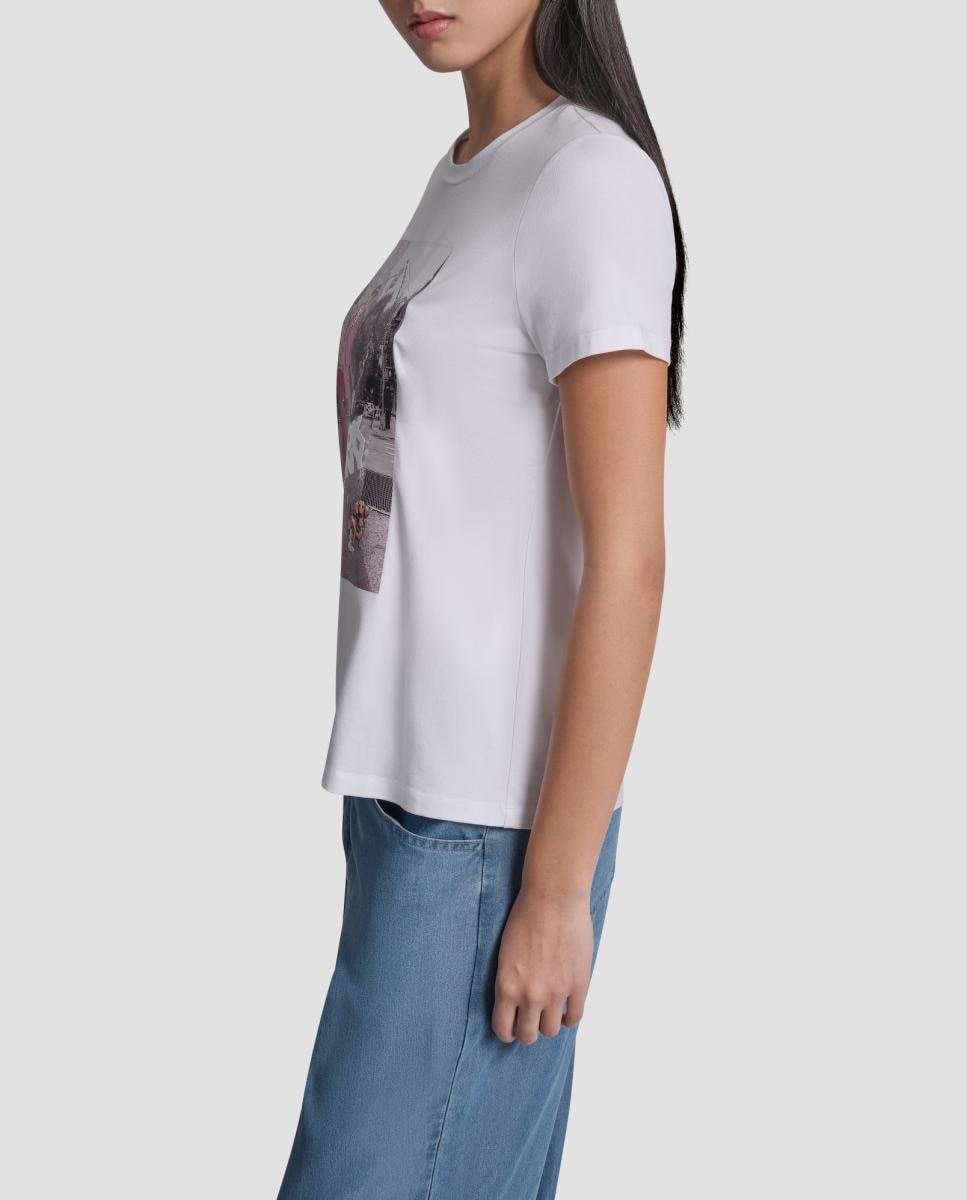 T-shirt com estampado à frente Branco-3