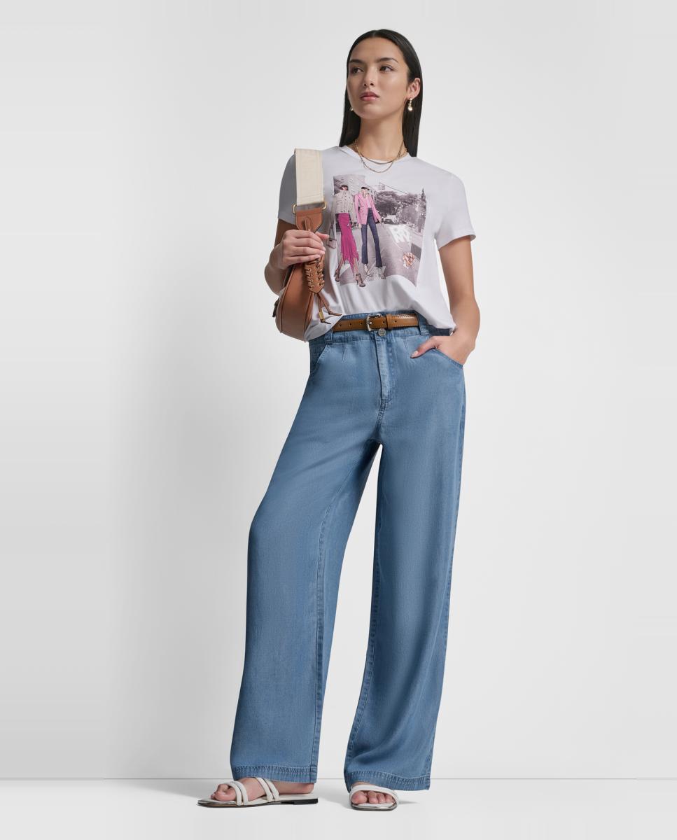 T-shirt com estampado à frente Branco-5