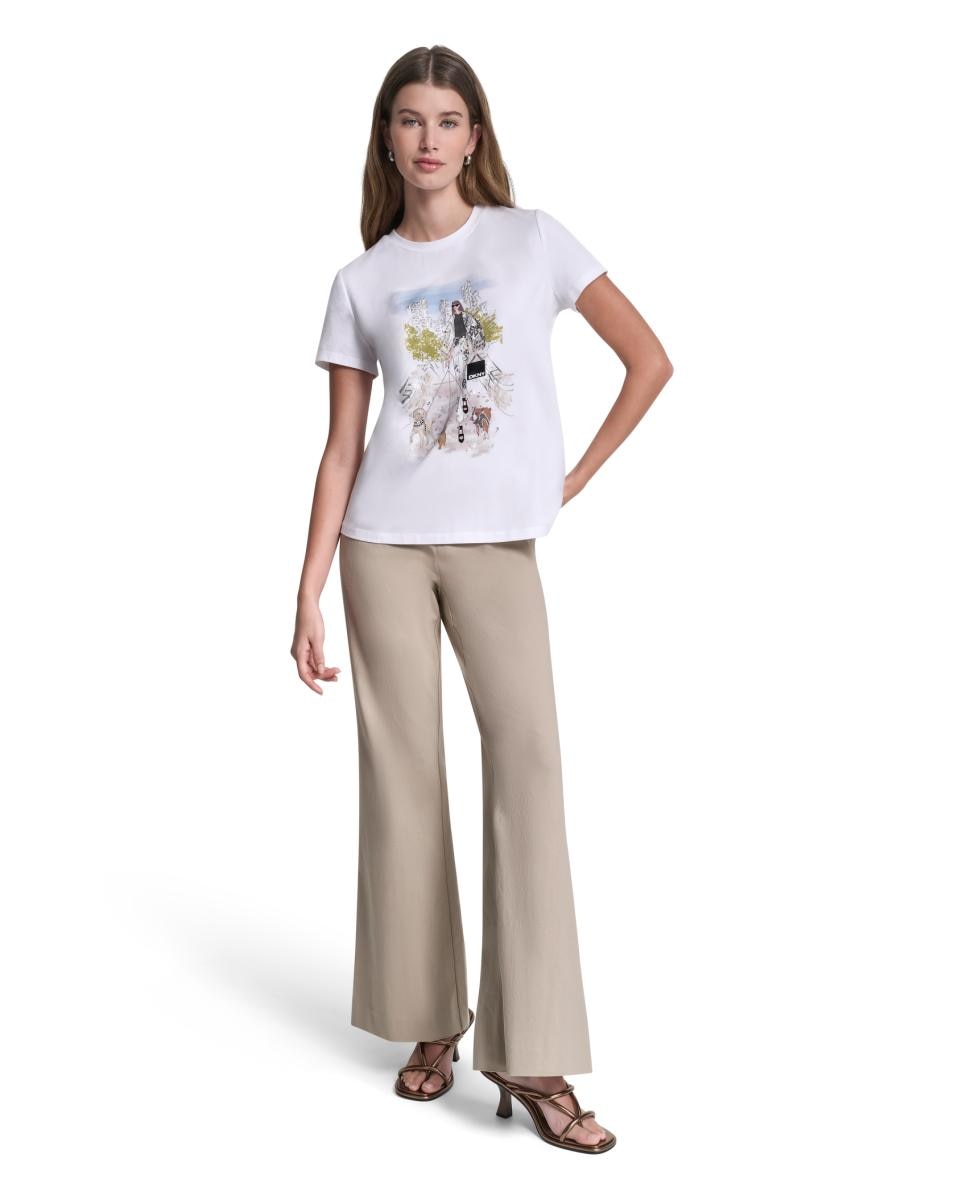 T-shirt com estampado à frente Branco-2