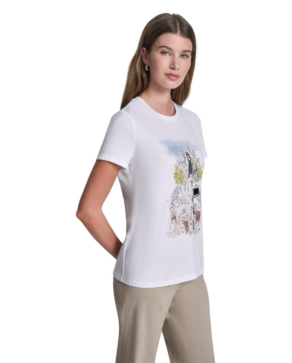 T-shirt com estampado à frente Branco-5