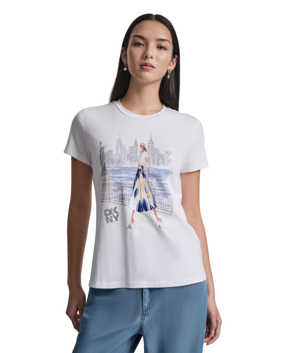 Imagem 0 de T-shirt com estampado à frente