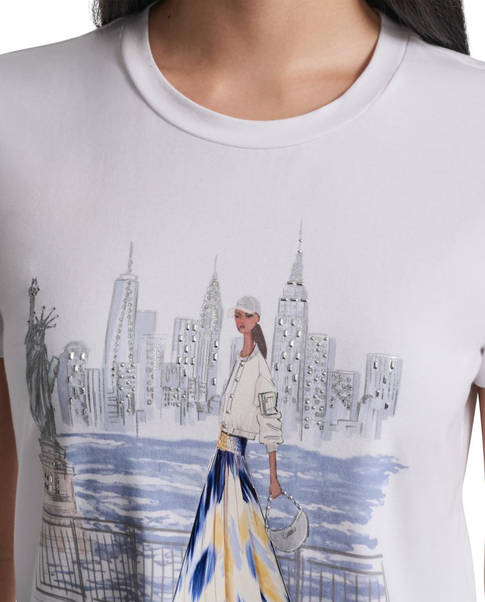 T-shirt com estampado à frente Branco-3