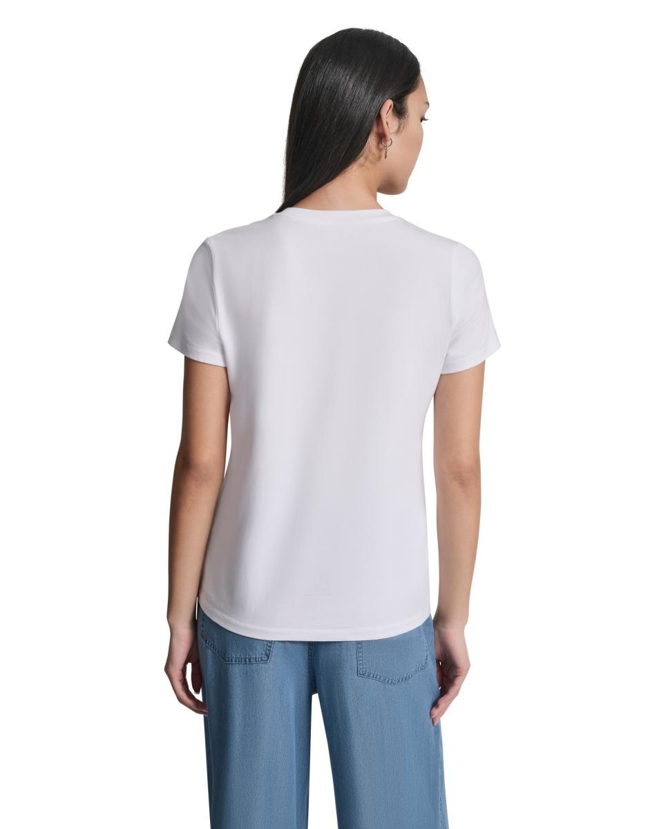 T-shirt com estampado à frente Branco-4