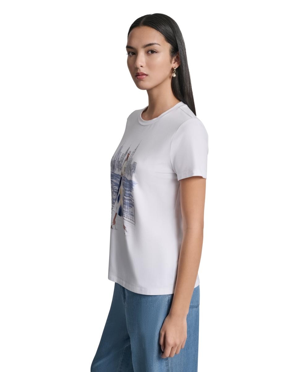 T-shirt com estampado à frente Branco-5