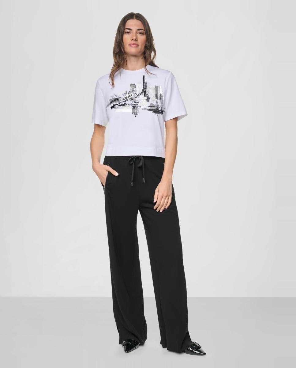 Camiseta de mujer de manga corta e ilustración - DKNY - Blanco Blanco-2