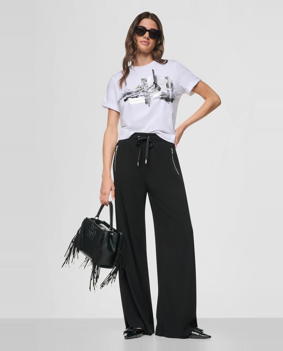 Camiseta de mujer de manga corta e ilustración - DKNY - Blanco Blanco-6