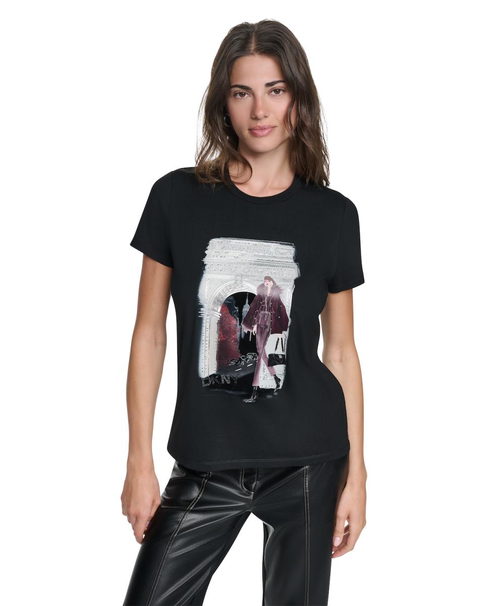 Imagen 1 de Camiseta de mujer con ilustración frontal - DKNY - Negro Negro