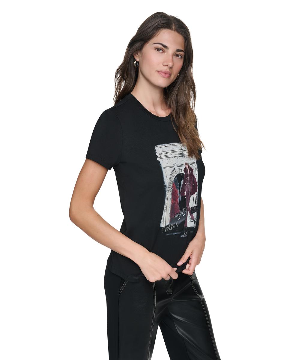 Imagen 3 de Camiseta de mujer con ilustración frontal - DKNY - Negro Negro