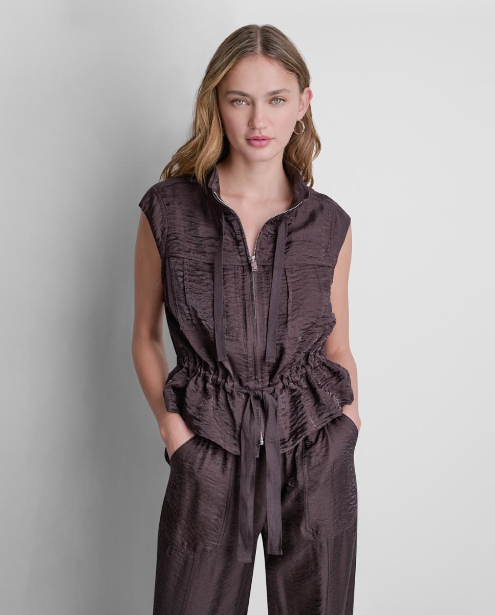 DKNY - Chaleco de mujer con cintura ajustable.