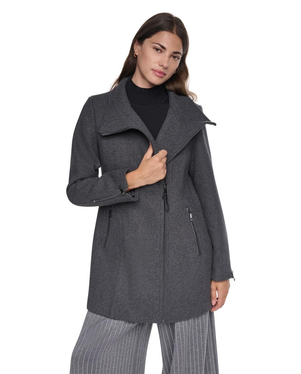 Abrigo de mujer de cuello alto - DKNY - Gris oscuro Gris oscuro-3