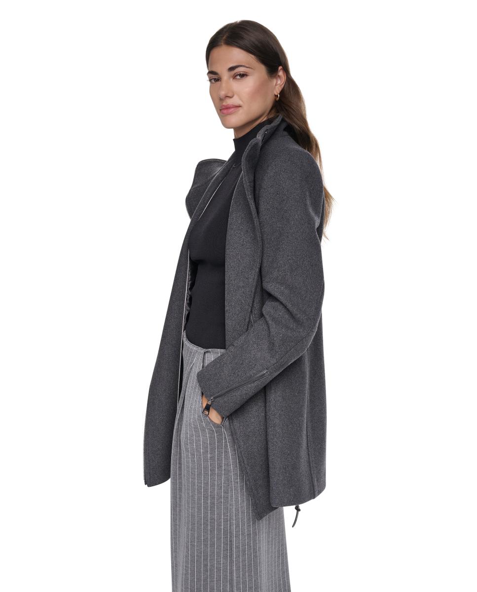 Abrigo de mujer de cuello alto - DKNY - Gris oscuro Gris oscuro-4