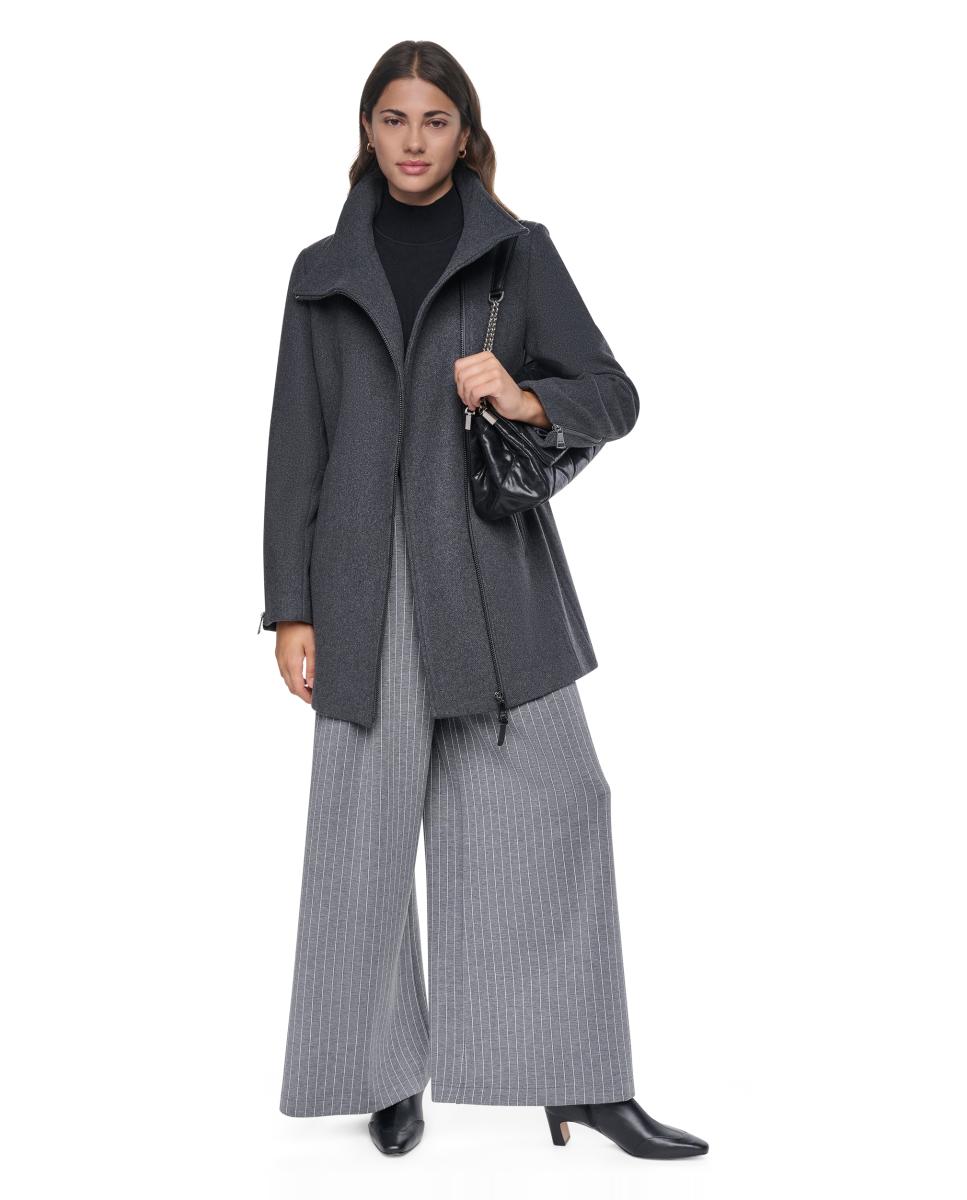 Abrigo de mujer de cuello alto - DKNY - Gris oscuro Gris oscuro-5