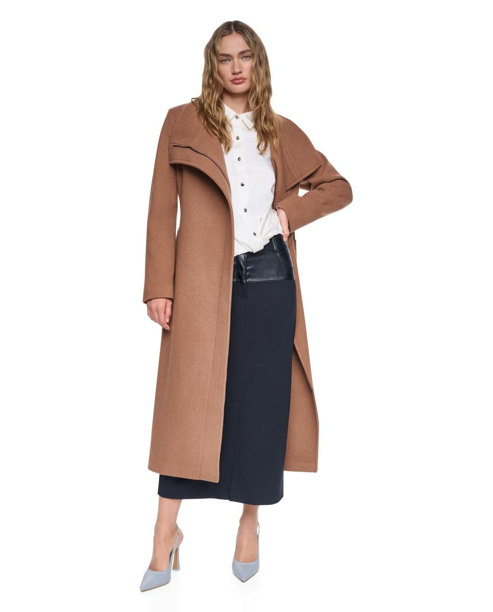 Imagen 2 de Abrigo largo de mujer de cuello alto - DKNY - Camel Camel